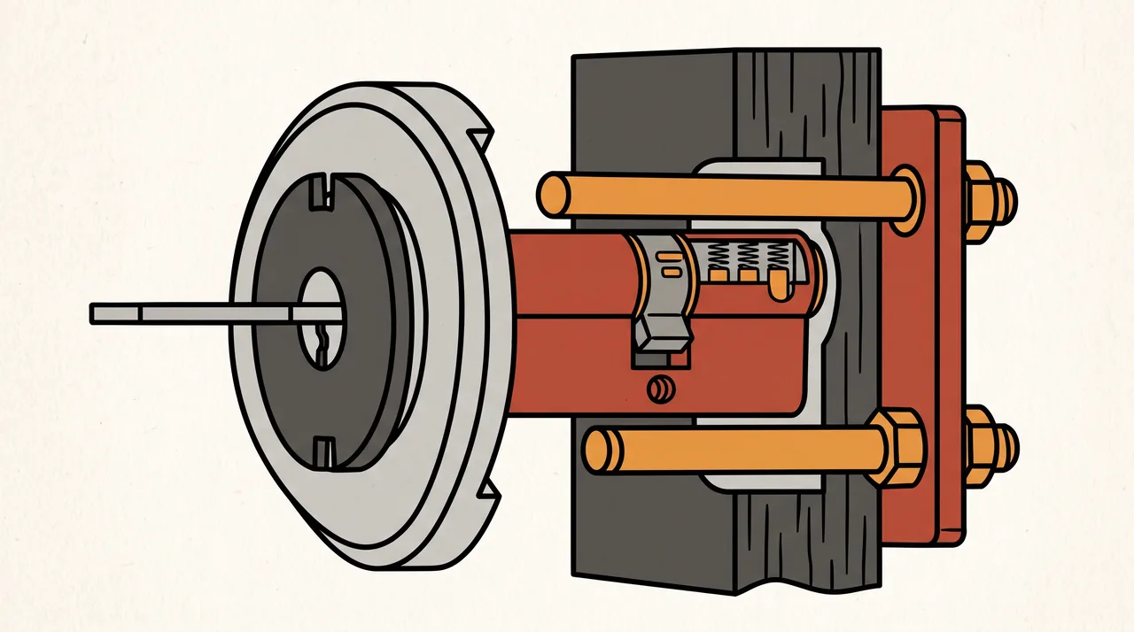 Coupe illustrée d'un protecteur de cylindre A2P avec disque anti-perçage